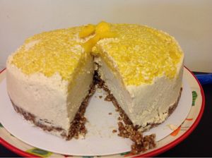 Raw mango and coconut cheese cake. at Vegangela Rose Cakes in Cwmllynfell