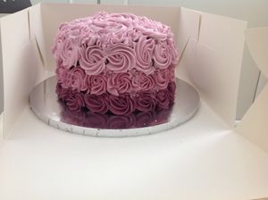 Beautiful ombré cake,with rich chocolate sponge.. at Vegangela Rose Cakes in Cwmllynfell