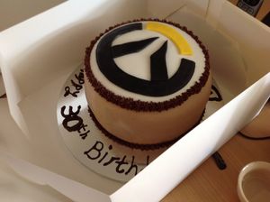 Over watch theme birthday cake. at Vegangela Rose Cakes in Cwmllynfell