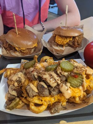 Chicken Burgers and loaded chips 😋 at Cafe Thrive in Southampton