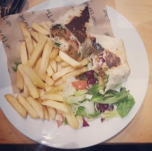 Spicy chickn wrap at Cafe Thrive in Southampton