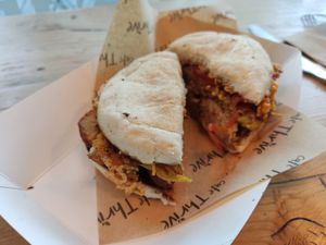 Breakfast muffin at Cafe Thrive in Southampton