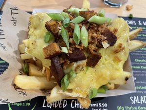Dirty loaded fries, whilst nice, seitan wasn’t to my liking  at Cafe Thrive in Southampton