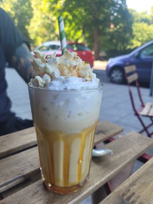 Salted Caramel Pocorn milkshake  at Cafe Thrive in Southampton
