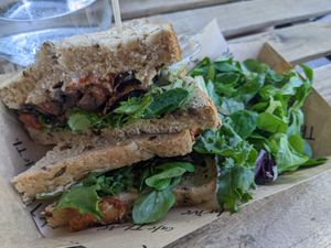Sundried tomatoes and cashew cheese sandwich at Cafe Thrive in Southampton
