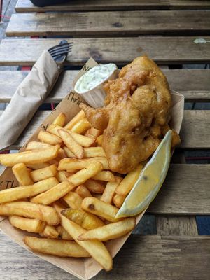 Vegan Fish and Chips at Cafe Thrive in Southampton