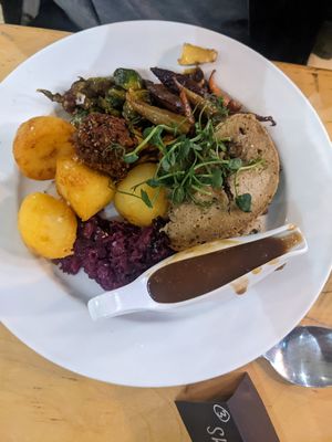Seitan chicken roast - Christmas special at Cafe Thrive in Southampton