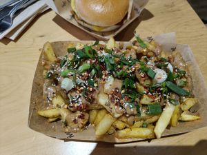 Dirty fries with satay sauce at Cafe Thrive in Southampton