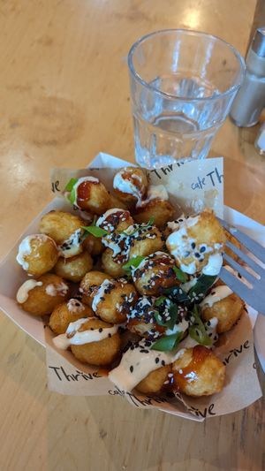 Amazing Okonomiyaki tater tots at Cafe Thrive in Southampton