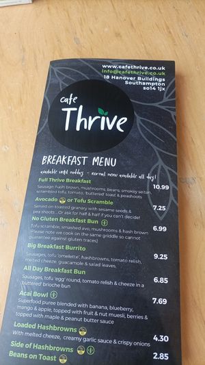  at Cafe Thrive in Southampton