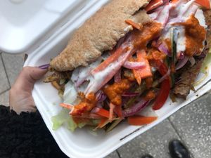 Vegan kebab with cheesy chips  at Cafe Thrive in Southampton