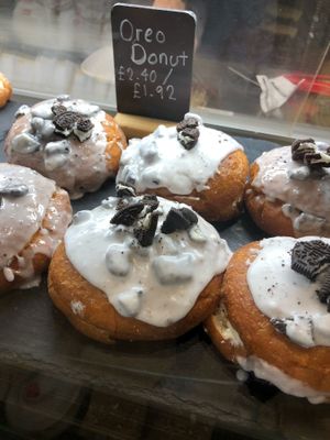 Vegan Oreo doughnuts!  at Cafe Thrive in Southampton