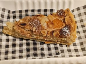 Apricot frangipane tart at Cafe Thrive in Southampton