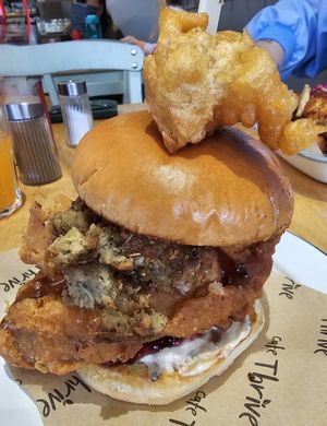 Roast Dinner Burger at Cafe Thrive in Southampton