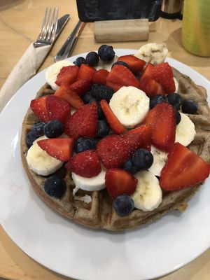 Waffle with fruit at Cafe Thrive in Southampton