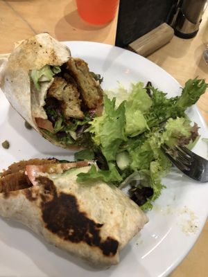 Vegan chicken wrap at Cafe Thrive in Southampton