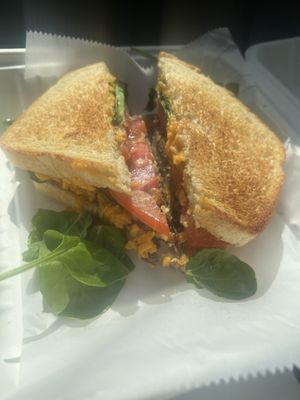 Vegan breakfast sandwich  at Hawaiian Moons Cafe & Juice Bar in Kihei