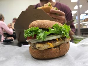 Vegan cheese burger at Hawaiian Moons Cafe & Juice Bar in Kihei