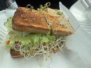 Mock Chicken Tofu Sandwich at Hawaiian Moons Cafe & Juice Bar in Kihei
