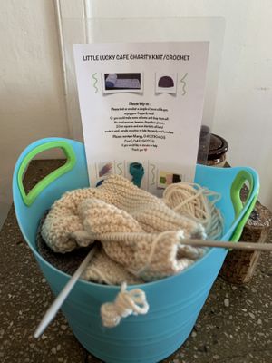 Charity knitting  at Little Lucky Cafe in Bacchus Marsh