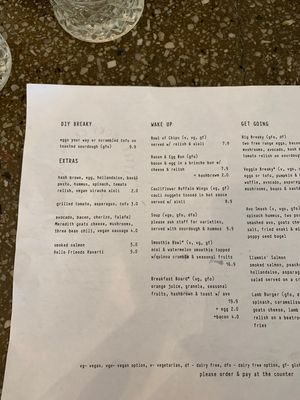 Menu1/2 at Little Lucky Cafe in Bacchus Marsh