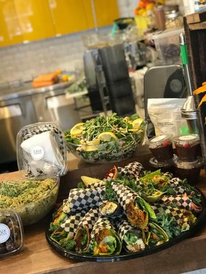 Vegan wraps. traiteur. at Crux Comptoir in Brossard