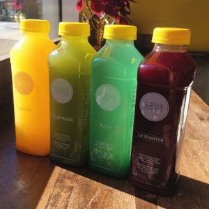 Coldpressed juices. Drink the rainbow ! at Crux Comptoir in Brossard