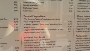 Vegan Menu at Passatelli in Ravenna