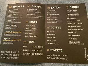 English menu at Swing Kitchen - Kaiserfeldgasse in Graz