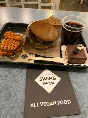 Swing Burger, sweet # fries, cherry cola, dessert  at Swing Kitchen - Kaiserfeldgasse in Graz