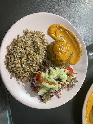 Lentil and veggie pattie  at Boho Kavine in Vilnius