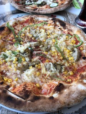 Pizza with vegan cheese  at Pizzeria Gallus in Bled