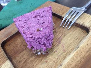 Delicious vegan cheesecake (I was so excited that I took a bite before remembering that I should take q picture for Happy Cow). at Bastion Kitchen in Athlone