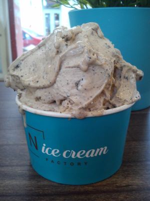 soy milk oreo peanut butter and salted caramel, simply the best ice cream i've ever had on my life. The combo oreo and peanut butter ( i didn't feel the taste of salted caramel) was wonderful at N'Ice Cream Factory in Wroclaw