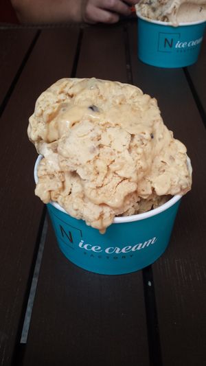 Apple pie, almonds, caramel at N'Ice Cream Factory in Wroclaw