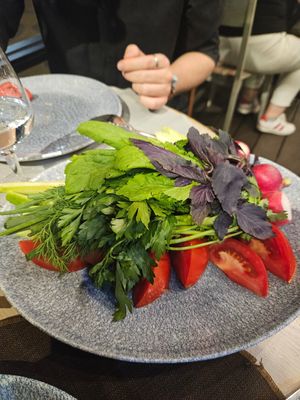 Platter of veggies at Lavash Restaurant in Yerevan