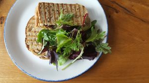 Vegan cheese toasties! at Island Cafe in Marazion