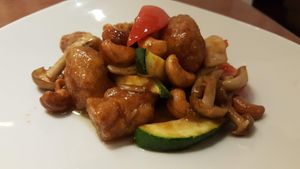 Faux chicken with cashews at China Dining Hiten in Nara