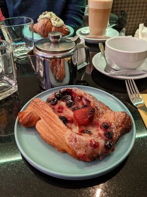 pastry with custard and berries at Veginity in Dublin