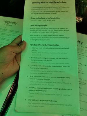 Pairing tips at Veginity in Dublin