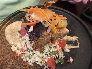 Charred Jerk Ch*cken Breast with Confetti rice salad  at Veginity in Dublin