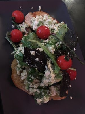 Avocado and lemon olive oil feta on toast at Veginity in Dublin