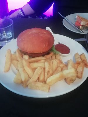 Vegan burger and chips at Veginity in Dublin