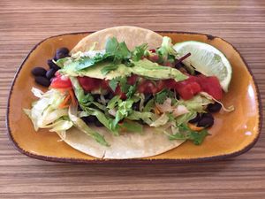 original trippy taco with black beans and vegan cheese at Trippy Taco in Fitzroy