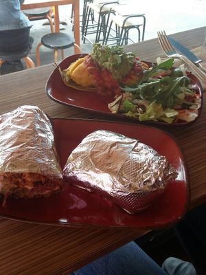 Burrito and corn cake at Trippy Taco in Fitzroy