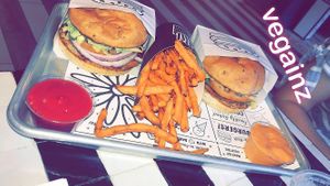guac burger and sweet potato fries at Beatnic - Providence in Providence