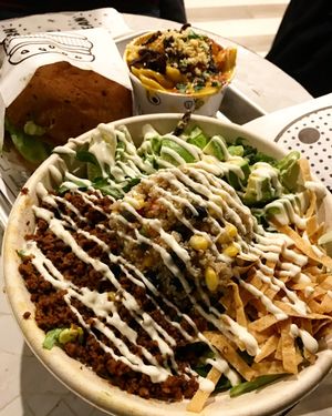 Quinoa taco salad with a guac burger and Mac and cheese at Beatnic - Providence in Providence