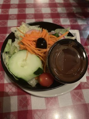 Garden salad that comes with the earnest vegan  at Giuseppe's in Meredith