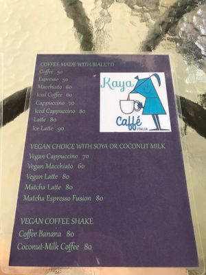 Menu at Kaya Caffe in Koh Lanta