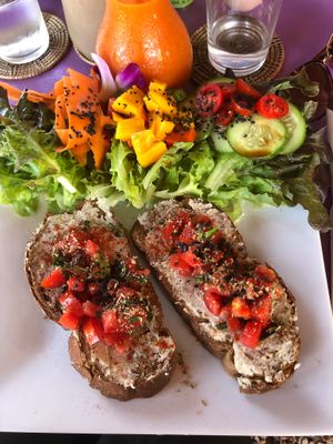 Bruschetta with vegan cheese :) at Kaya Caffe in Koh Lanta